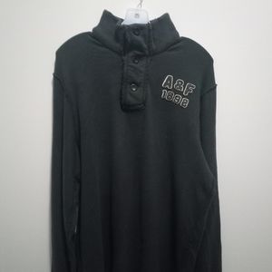 Size XL ABERCROMBIE & FITCH Light Black Long Sleeve Polo FLAW(see description) 